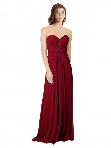 Chiffon Sweetheart Sleeveless Open Back Long Floor Length Bridesmaid Dress Essex