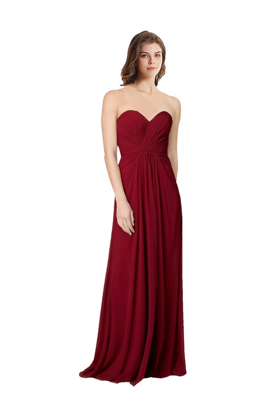 Chiffon Sweetheart Sleeveless Open Back Long Floor Length Bridesmaid Dress Essex