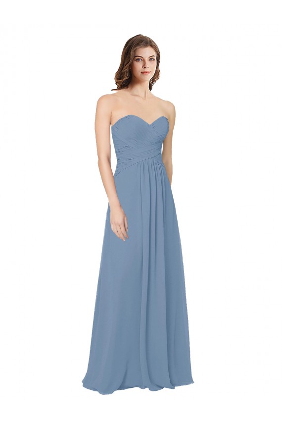 Chiffon Sweetheart Sleeveless Low Back Long Bridesmaid Dress / Evening Gowns Essex