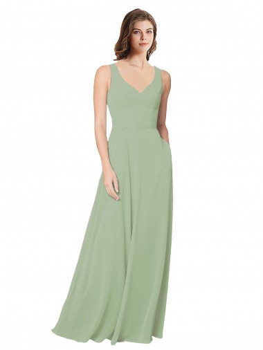 Soft Chiffon Sweetheart Sleeveless Open Back Long Formal Dress / Bridesmaid Dress Essex