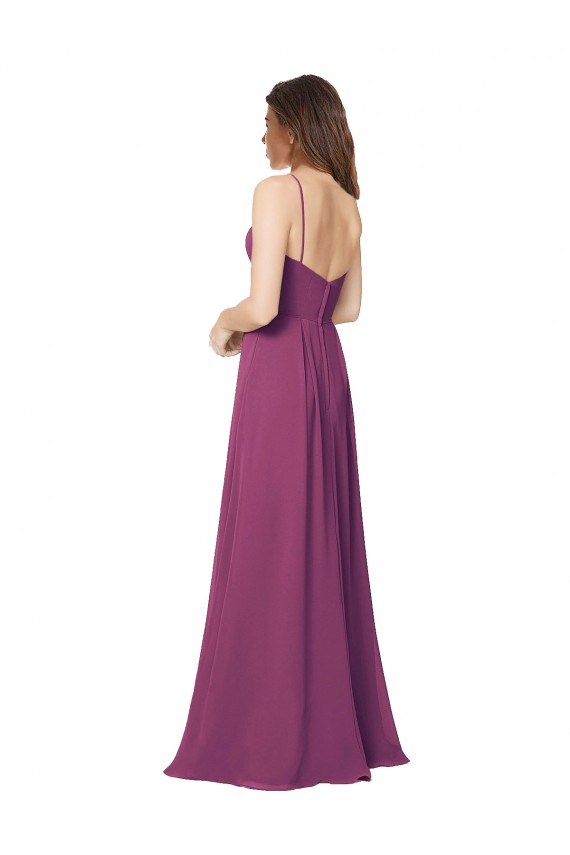 Soft Chiffon Strapless Sleeveless Open Back Long Bridesmaid Dress Essex
