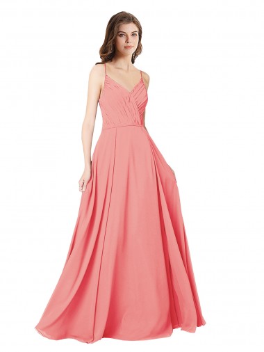 Soft Chiffon V-Neck Sleeveless Open Back Long Bridesmaid Dress Essex