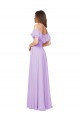 Soft Chiffon Off the Shoulder Sleeveless Low Back Lilac Long Bridesmaid Dress Essex
