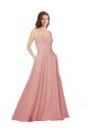 Soft Chiffon Strapless Sleeveless Open Back Bliss Pink Long Bridesmaid Dress Essex