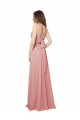 Soft Chiffon Strapless Sleeveless Open Back Bliss Pink Long Bridesmaid Dress Essex