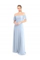 Soft Chiffon Off the Shoulder Flutter Sleeves V-Back Long Formal Dress / Bridesmaid Dress Essex