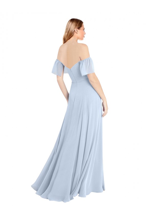 Soft Chiffon Off the Shoulder Flutter Sleeves V-Back Long Formal Dress / Bridesmaid Dress Essex