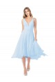 Soft Chiffon V-Neck Sleeveless Keyhole Back Midi Length Bridesmaid Dress Essex