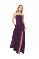 Soft Chiffon Spaghetti Straps Sleeveless Keyhole Back Grape Long Bridesmaid Dress Essex