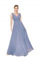 Soft Chiffon V-Neck Sleeveless V-Back Dusty Blue Long Formal Evening Gown / Prom Dress / Bridesmaid Dress Essex