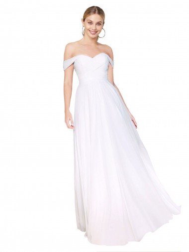 Soft Chiffon Off the Shoulder Sleeveless Long Formal Evening Gown / Prom Dress / Bridesmaid Dress Essex