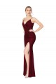 Soft Chiffon V-Neck Sleeveless V-Back Burgundy Long Formal Evening Gown / Prom Dress / Bridesmaid Dress Essex
