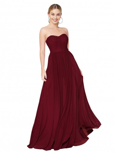 Soft Chiffon Sweetheart Sleeveless Long Formal Evening Gown / Prom Dress / Bridesmaid Dress Essex