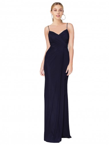 Soft Chiffon Spaghetti Straps Sleeveless V-Back Long Bridesmaid Dress / Formal Dress Essex