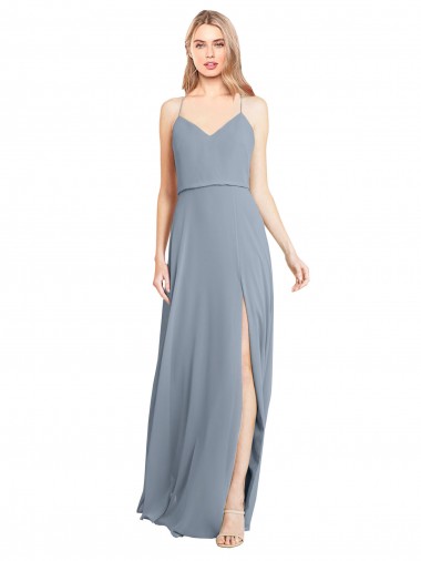 Soft Chiffon Off the Shoulder Sleeveless Open Back Long Bridesmaid Gowns Essex
