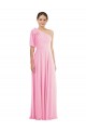 Soft Chiffon One Shoulder Sleeveless Barely Pink Long Semi Formal Evening Dress / Bridesmaid Dress Essex