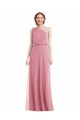 Soft Chiffon One Shoulder Sleeveless Skin Pink Long Semi Formal Evening Dress / Bridesmaid Dress Essex