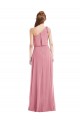 Soft Chiffon One Shoulder Sleeveless Skin Pink Long Semi Formal Evening Dress / Bridesmaid Dress Essex