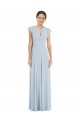 Soft Chiffon Bateau Neck Flutter Sleeves V-Back Long Formal Evening Gown / Bridesmaid Dress Essex