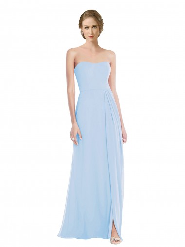 Soft Chiffon Sweetheart Sleeveless Light Sky Blue Long Formal Dress / Bridesmaid Dress Essex