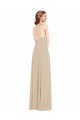 Soft Chiffon V-Neck Sleeveless Open Back Long Semi Formal Evening Dress / Bridesmaid Dress Essex