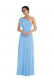 Soft Chiffon One Shoulder Sleeveless Long Semi Formal Evening Dress / Bridesmaid Dress Essex