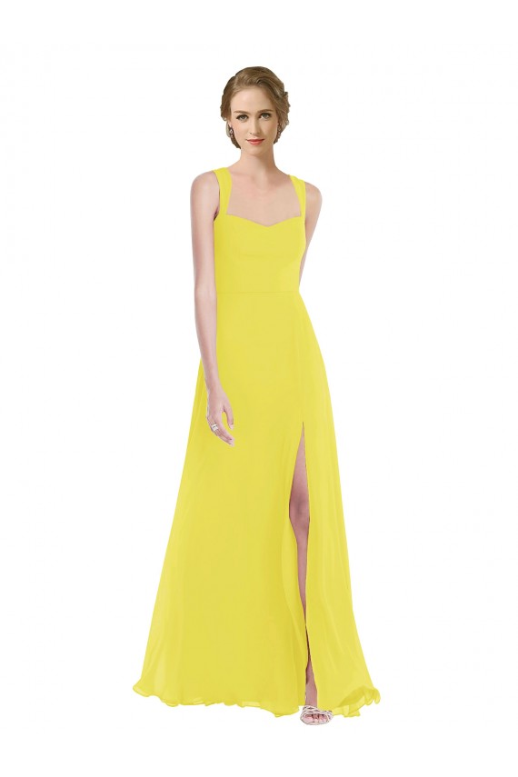 Soft Chiffon Spaghetti Straps Sleeveless Long Semi Formal Evening Dress / Bridesmaid Dress Essex