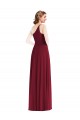 Soft Chiffon One Shoulder Sleeveless Burgundy Long Semi Formal Evening Dress / Bridesmaid Dress Essex