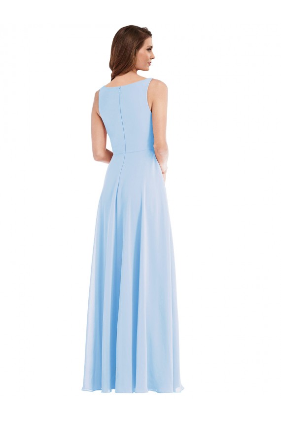 Soft Chiffon V-Neck Sleeveless Long Semi Formal Evening Dress / Bridesmaid Dress Essex