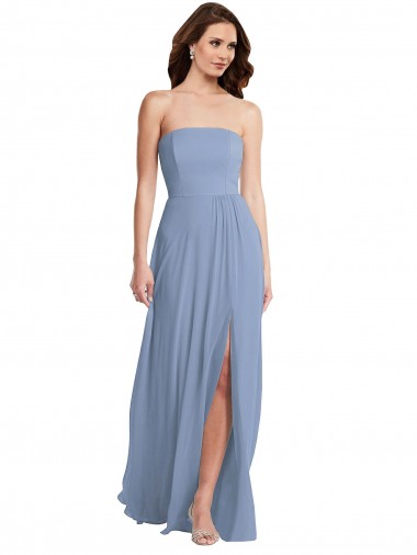 Soft Chiffon Strapless Sleeveless Long Semi Formal Evening Dress / Bridesmaid Dress Essex