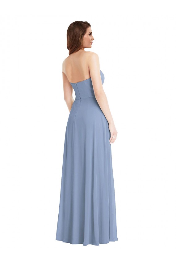 Soft Chiffon Strapless Sleeveless Long Semi Formal Evening Dress / Bridesmaid Dress Essex