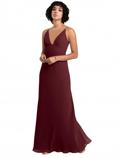 Soft Chiffon V-Neck Sleeveless V-Back Long Bridesmaid Dress / Formal Dress Essex