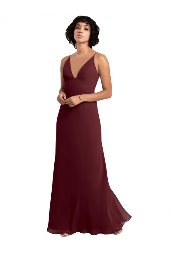 Soft Chiffon V-Neck Sleeveless V-Back Long Bridesmaid Dress / Formal Dress Essex