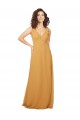 Soft Chiffon V-Neck Sleeveless Keyhole Back Saffron Long Bridesmaid Dress Essex