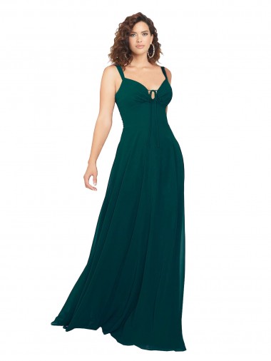Soft Chiffon V-Neck Sleeveless Low Back Hunter Long Bridesmaid Dress Essex