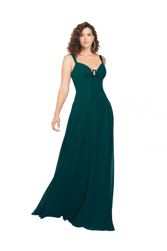 Soft Chiffon V-Neck Sleeveless Low Back Hunter Long Bridesmaid Dress Essex