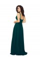 Soft Chiffon V-Neck Sleeveless Low Back Hunter Long Bridesmaid Dress Essex