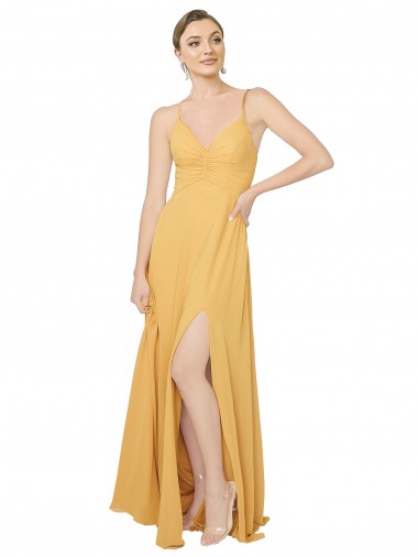Chiffon V-Neck Sleeveless Open Back Long Bridesmaid Dress / Evening Dress Essex