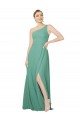 Soft Chiffon One Shoulder Sleeveless Icelandic Silver Long Bridesmaid Dress Essex