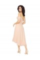 Soft Chiffon Square Neck Cold Shoulder Low Back Midi Length High Low Bridesmaid Dress Essex