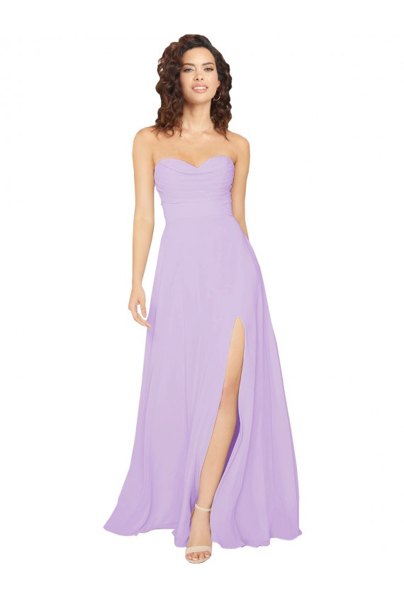 Chiffon Sweetheart Sleeveless Low Back Lilac Long Bridesmaid Dress / Evening Dress Essex
