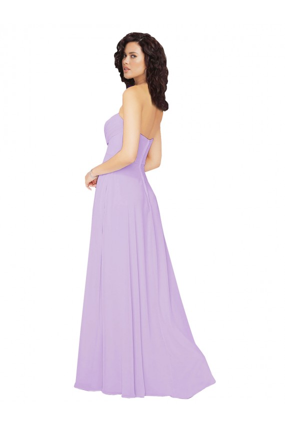 Chiffon Sweetheart Sleeveless Low Back Lilac Long Bridesmaid Dress / Evening Dress Essex