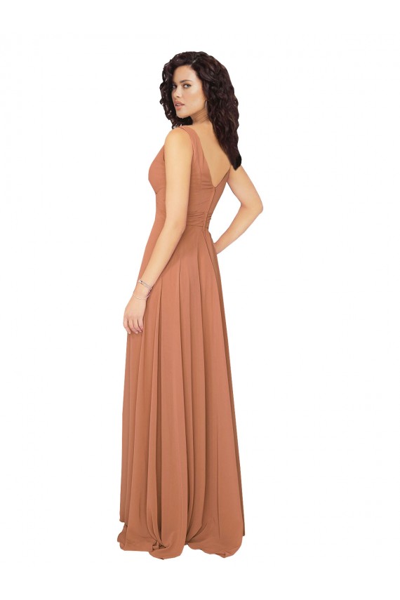 Chiffon V-Neck Sleeveless V-Back Sage Long Bridesmaid Dress / Evening Dress Essex