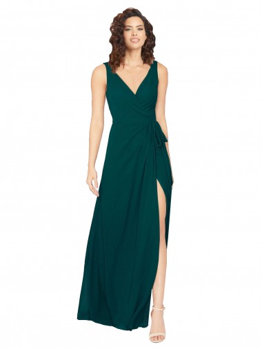 Chiffon V-Neck Sleeveless V-Back Hunter Long Evening Gowns / Bridesmaid Dresses Essex
