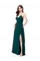 Chiffon V-Neck Sleeveless Open Back Long Wedding Party Dress Essex