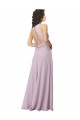 Soft Chiffon Halter Neck Sleeveless Keyhole Back Pink Glow Long Bridesmaid Dress Essex