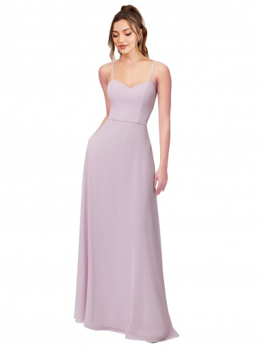 Soft Chiffon Sweetheart Sleeveless Pink Glow Long Bridesmaid Dress Essex