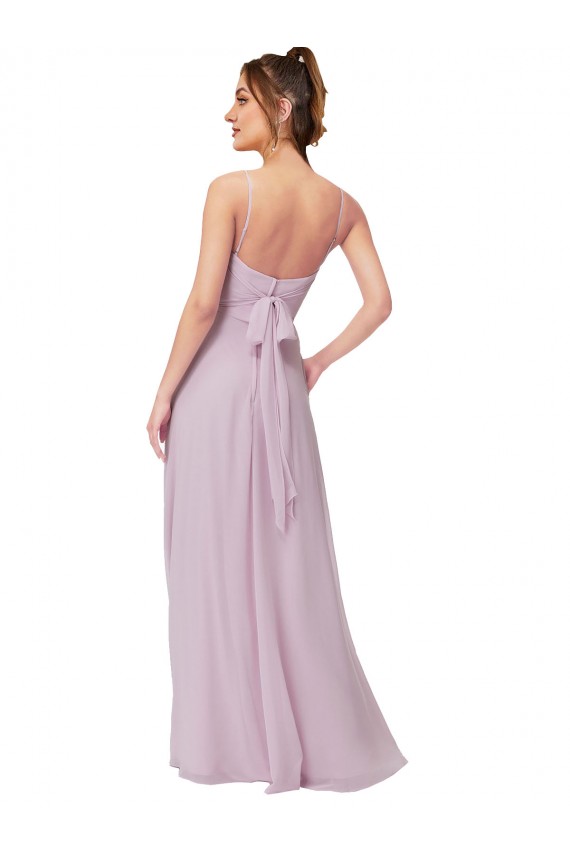 Soft Chiffon Sweetheart Sleeveless Pink Glow Long Bridesmaid Dress Essex