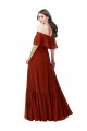 Soft Chiffon Off the Shoulder Short Flutter Sleeves Long Bridesmaid Dress Essex