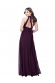 Soft Chiffon Halter Neck Sleeveless Keyhole Back Grape Long Bridesmaid Dress Essex